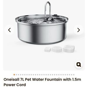 NEW  Oneisall Stainless Steel Pet Water Fountain